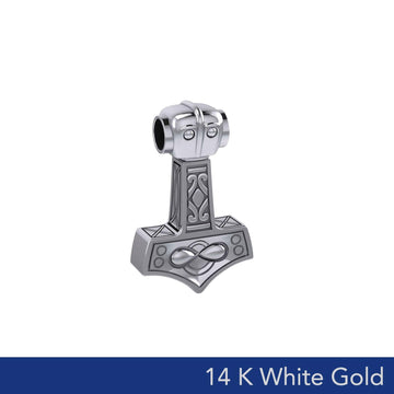 Infinity Thor's Hammer Solid 14K White Gold Slider Pendant WTP913 - Jewelry